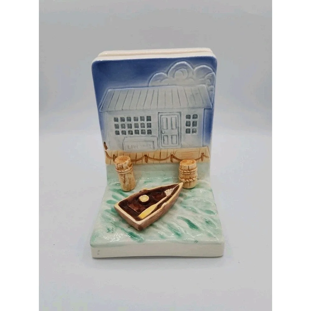 Vintage Beachcombers‎ Int'l Ft. Myers FL 1981 BEACH SCENE Ceramic BOOKENDS